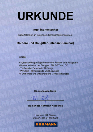 Rolltore und Rollgitter (Intensiv-Seminar)